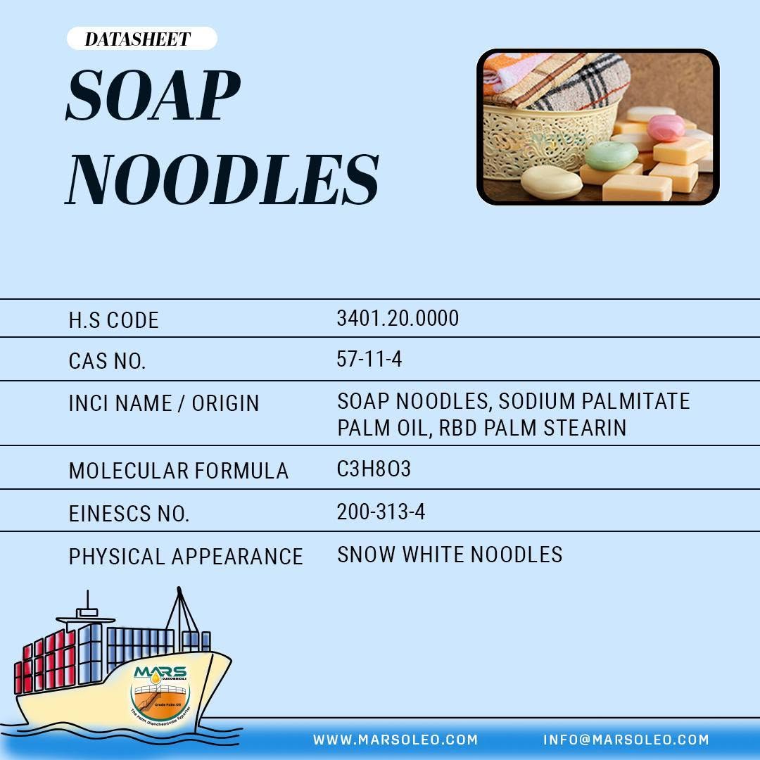 Palm-based Soap Noodles 90:10 TFM 78% Min Snow White for bar soap manufacturing.