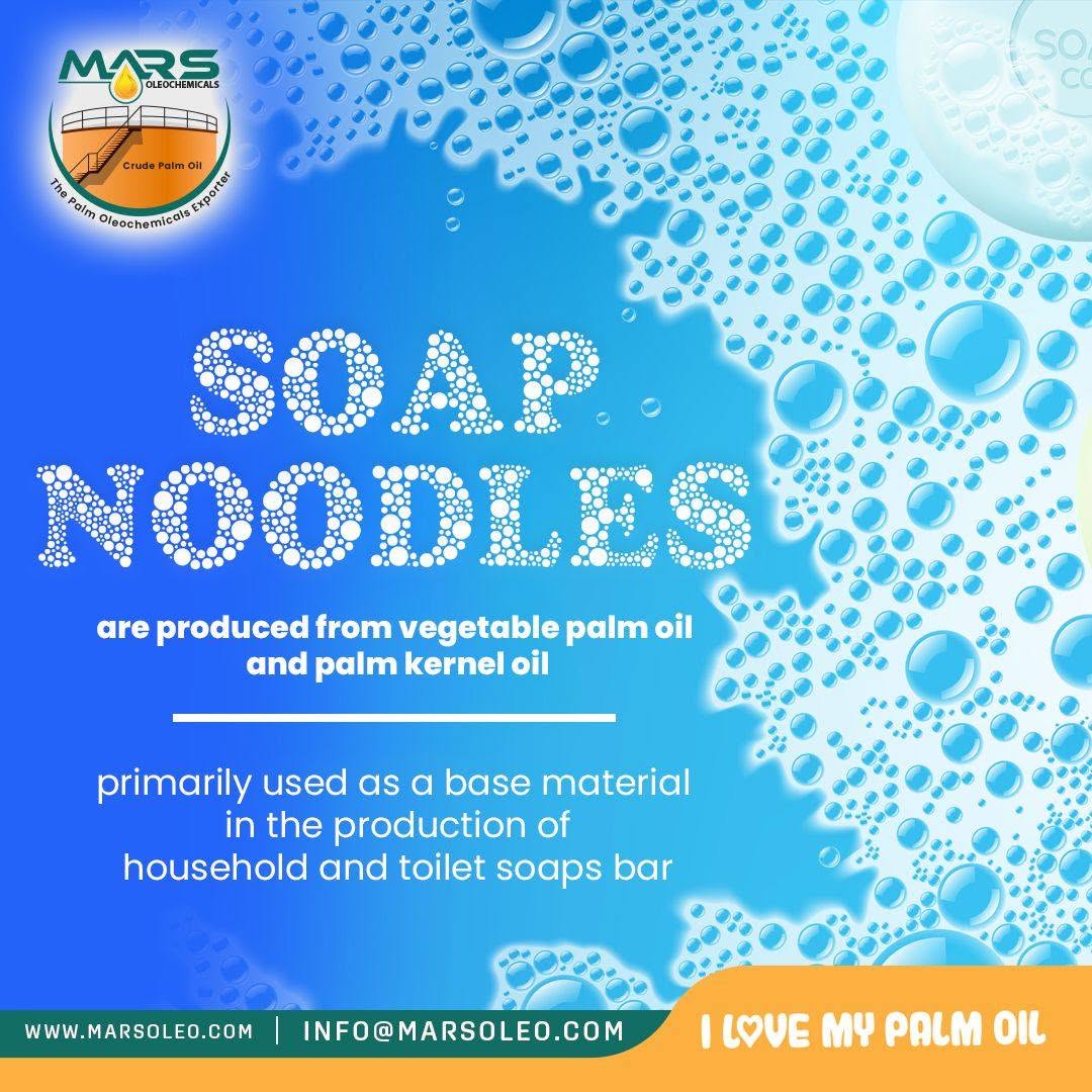 Mars Oleochemicals Soap Noodles palm-based raw materials for household and toilet soap manufacturing.