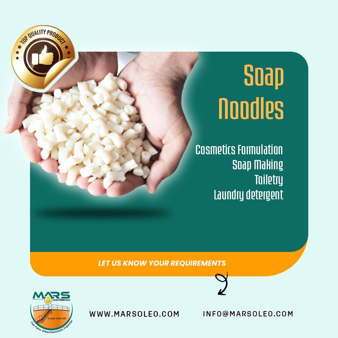 Soap Noodles used as raw material for toilet, bath and laundry soap manufacturing.