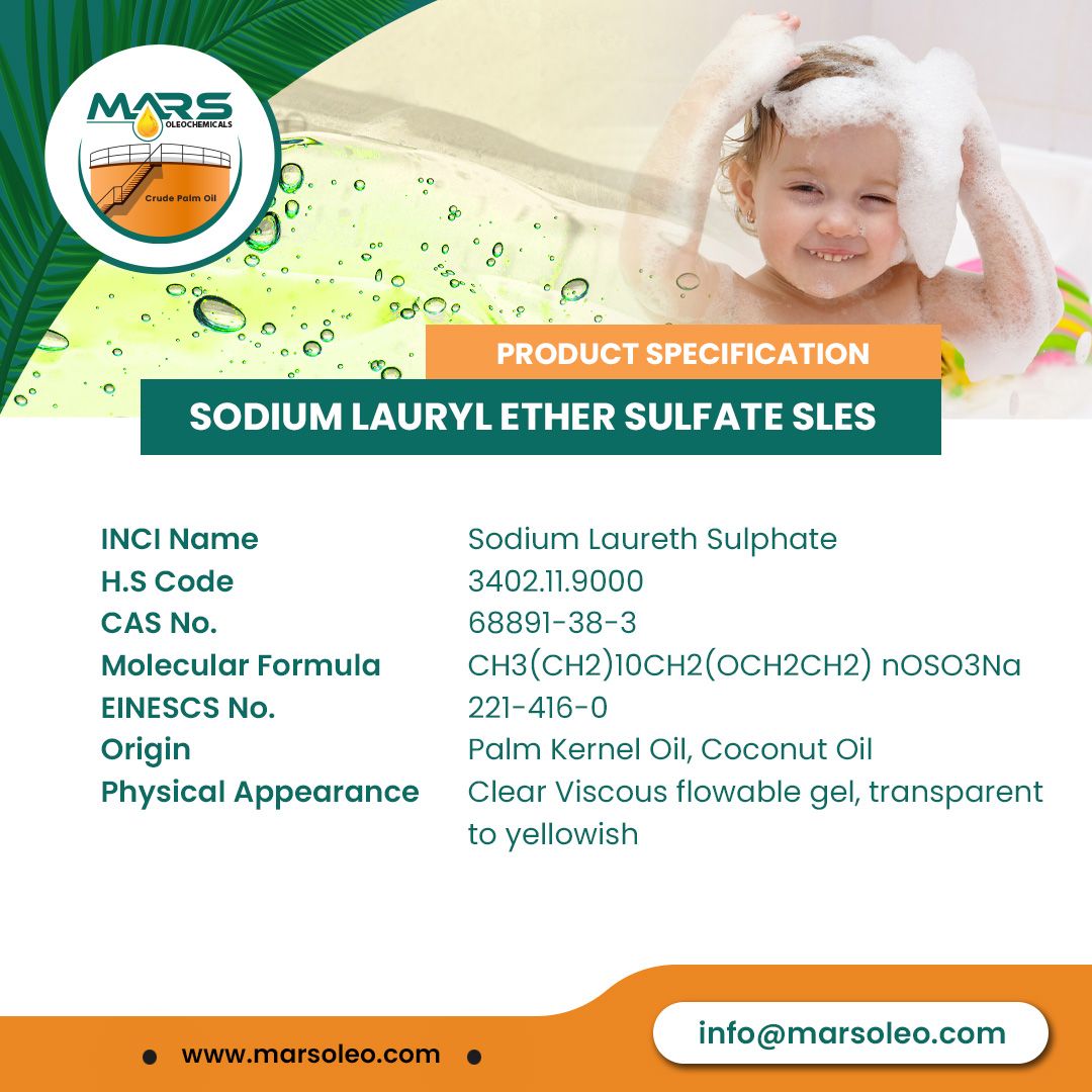 Sodium Lauryl Ether Sulfate (SLES) Malaysia supplier for cosmetics personal care and pharmaceutical applications