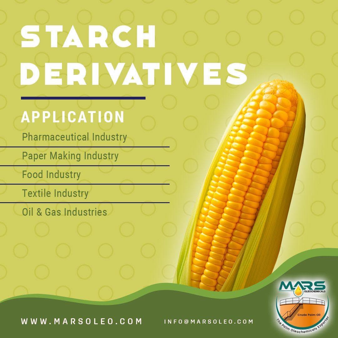Starch derivatives and maize starch pharmaceutical, paper, food, textile and industrial applications.