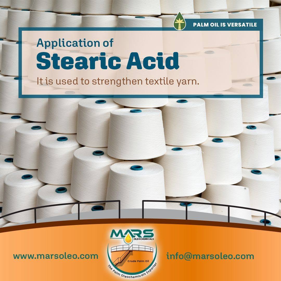 Stacks of white textile yarn cones illustrating stearic acid applications in yarn sizing, lubrication and processing.