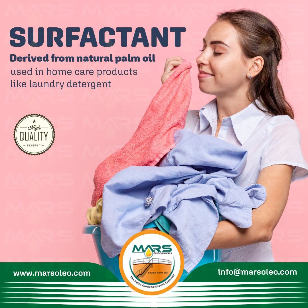 Surfactant derived from natural palm oil used in home care products like laundry detergent by Mars Oleochemicals.