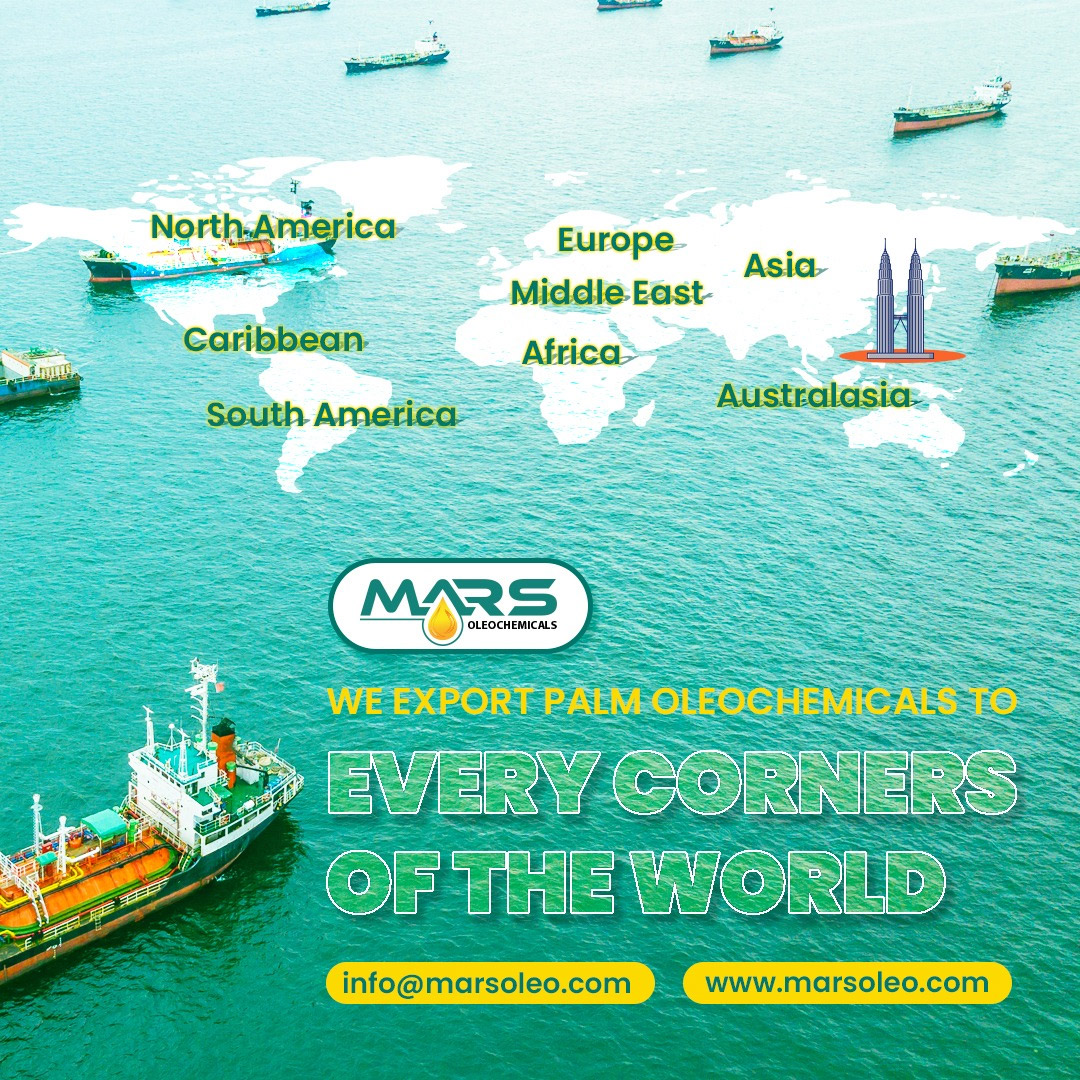 We Export Palm Oleochemicals to Every Corners of the World
